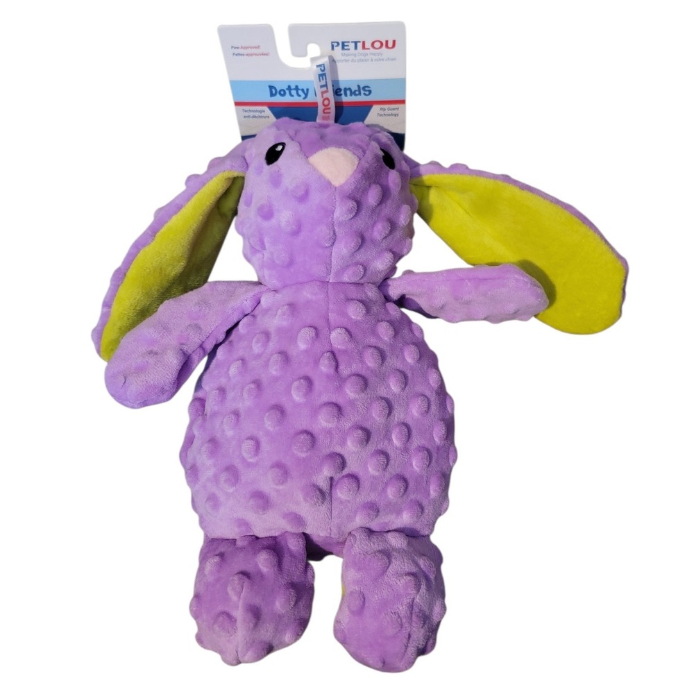 PETLOU Dotty Friends Purple‎ Rabbit Dog Toy Rip Guard Technology